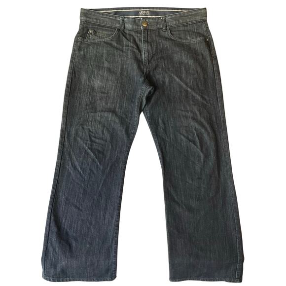 Armani Collezioni Men Jeans size 34 Blue Mid Rise Stretch Boot Cut Slim Straight - Picture 1 of 11